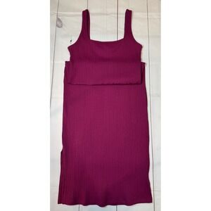 Burgandy Sleeveless Midi Dress / Medium / Sku0006